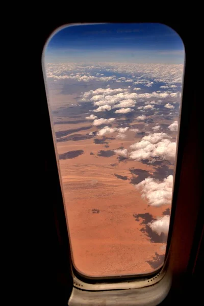 Vista Deserto Saara Avião — Fotografia de Stock