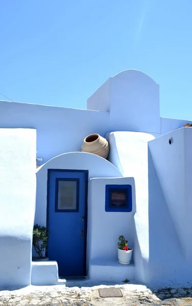 Schöne Weiße Und Blaue Architektur Oia Santorin Griechenland — Stockfoto