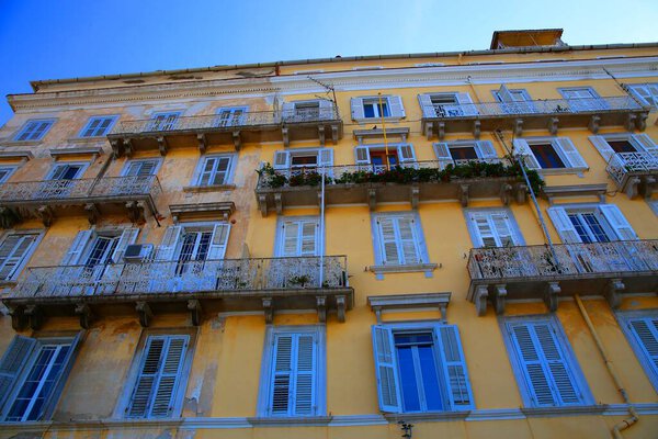 Traditional style architecture in Corfu Town, Greece