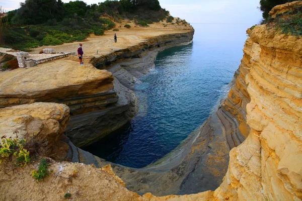 Plage Rochers Pittoresques Sidari Île Corfou Grèce — Photo