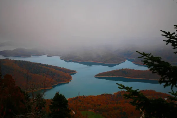 Paisaje Escénico Lago Almacenamiento Plastiras Grecia Europa — Foto de Stock