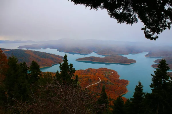 Scenic Landscape Plastiras Storage Lake Greece Europe — Stock Photo, Image