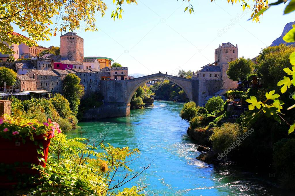 Beautiful view of the historic town of Mostar, Bosnia