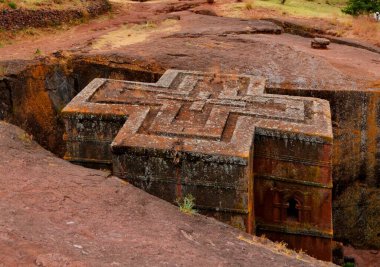 Lalibela, Etiyopya 'da Bete Giyorgis kaya yontulmuş kilise