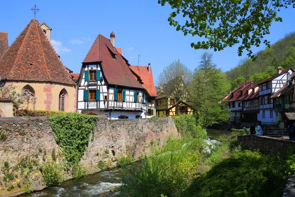 Tradiční Barevné Město Kaysersberg Vignoble Alsasku Francie — Stock fotografie