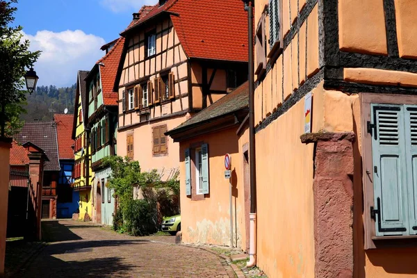 Tradiční Barevné Město Kaysersberg Vignoble Alsasku Francie — Stock fotografie