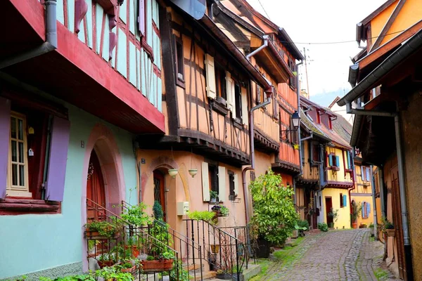 Historická Středověká Vesnice Eguisheim Alsasku Francie — Stock fotografie