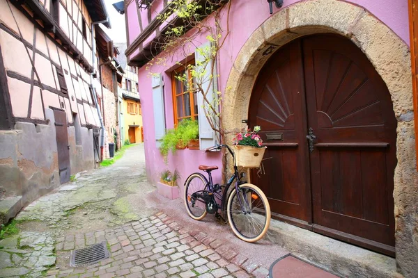 Historická Středověká Vesnice Eguisheim Alsasku Francie — Stock fotografie