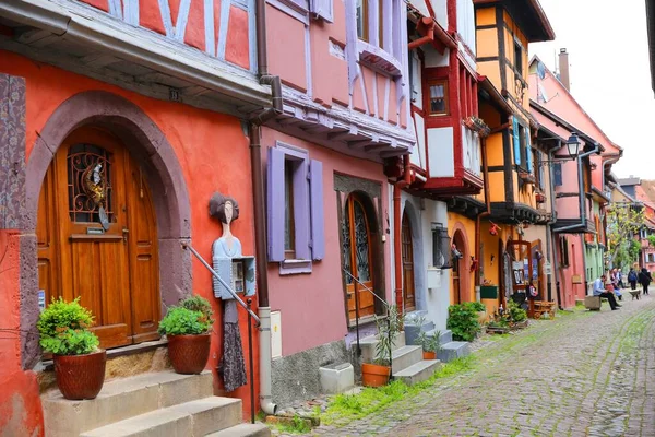 Historická Středověká Vesnice Eguisheim Alsasku Francie — Stock fotografie