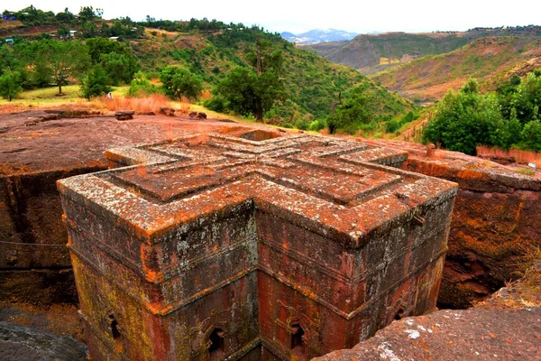 Igreja Rochosa Bete Giyorgis Lalibela Etiópia — Fotografia de Stock