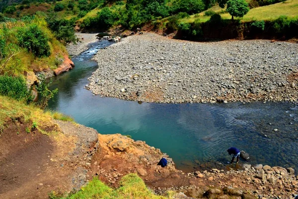 Mavi Nil Şelalesi Yakınlarındaki Yeşil Nehir Etiyopya — Stok fotoğraf