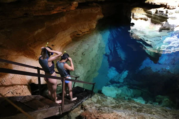 Modré Podzemní Jezero Poco Azul Chapada Diamantina — Stock fotografie