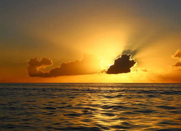 Belo Pôr Sol Vista Para Gros Piton Soufriere Ilha Santa — Fotografia de Stock