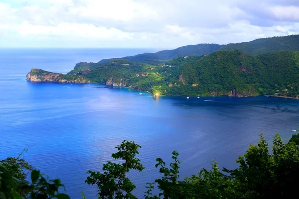 Vista Sobre Mar Azul Soufriere Santa Lúcia — Fotografia de Stock