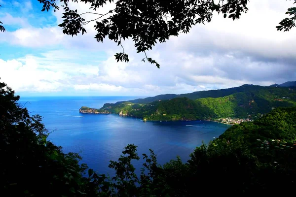 Vista Sul Mare Blu Soufriere Santa Lucia — Foto Stock