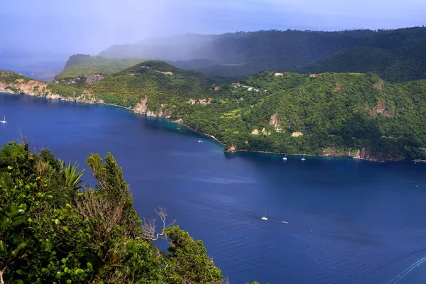 Vista Sobre Mar Azul Soufriere Santa Lúcia — Fotografia de Stock