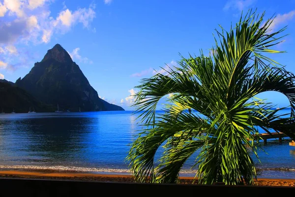 Bela Vista Mar Gros Piton Santa Lúcia — Fotografia de Stock