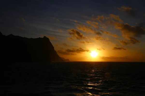 Belo Pôr Sol Ponta Sol Ilha Santo Antão Cabo Verde — Fotografia de Stock