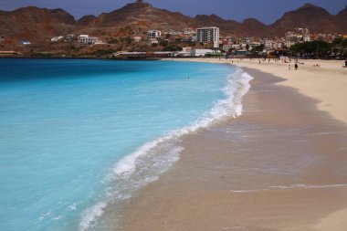 Laginha sahilinin turkuaz suları, Mindelo, Sao Vicente Adası, Cape Verde