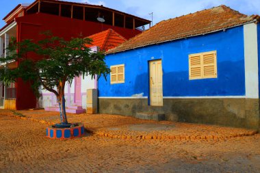Vila de Maio, Cape Verde 'de renkli şirin evler