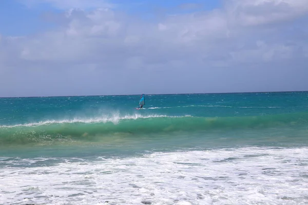 Belas Ondas Turquesa Transparentes Ilha Sal Cabo Verde — Fotografia de Stock