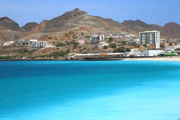 Aguas Turquesas Playa Laginha Mindelo Isla Sao Vicente Cabo Verde — Foto de Stock