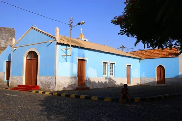 Igreja Azul Praça São Felipe Fogo Cabo Verde — Fotografia de Stock