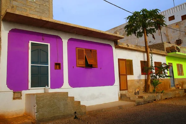 Casas Bonitas Coloridas Vila Maio Cabo Verde — Fotografia de Stock