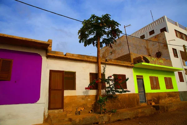 Casas Bonitas Coloridas Vila Maio Cabo Verde — Fotografia de Stock