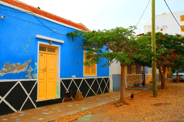 Kleurrijke Schattige Huizen Vila Maio Cape Verde — Stockfoto