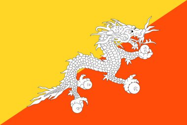 Bhutan bayrağı. Vektör çizim, şablon