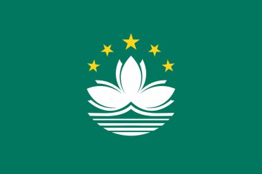 Macau ulusal bayrak. Vektör çizim, şablon