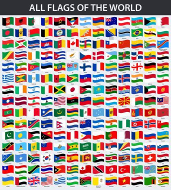 Tüm bayraklar alfabetik sırayla dünyanın. Stil sallayarak