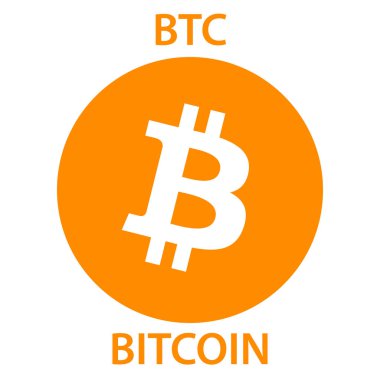Bitcoin cryptocurrency blockchain simgesi. Sanal elektronik, Internet simge para veya cryptocoin, logo