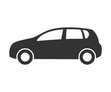 Hatchback araba simgesi. Otomobil sembolü yan görünüm. Düz stil