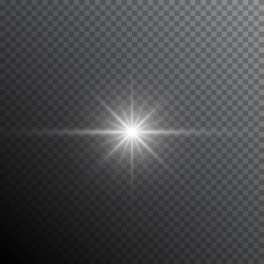 Parlaklık ışık lens flare özel efekt. Parlak yıldız patlaması ile parıldıyor. Saydam güneş spotlight ve ışınları ile birden parlamak
