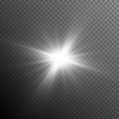 Parlaklık ışık lens flare özel efekt. Parlak yıldız patlaması ile parıldıyor. Saydam güneş spotlight ve ışınları ile birden parlamak