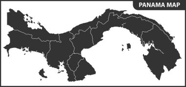 Panama detaylı Haritası bölgeler veya Birleşik. Yönetim Bölümü