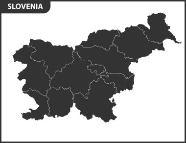 Detaylı Harita Slovenya ile bölgeler veya Birleşik. Yönetim Bölümü