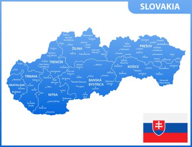 The detailed map of Slovakia with regions or states and cities, capitals. Administrative division clipart