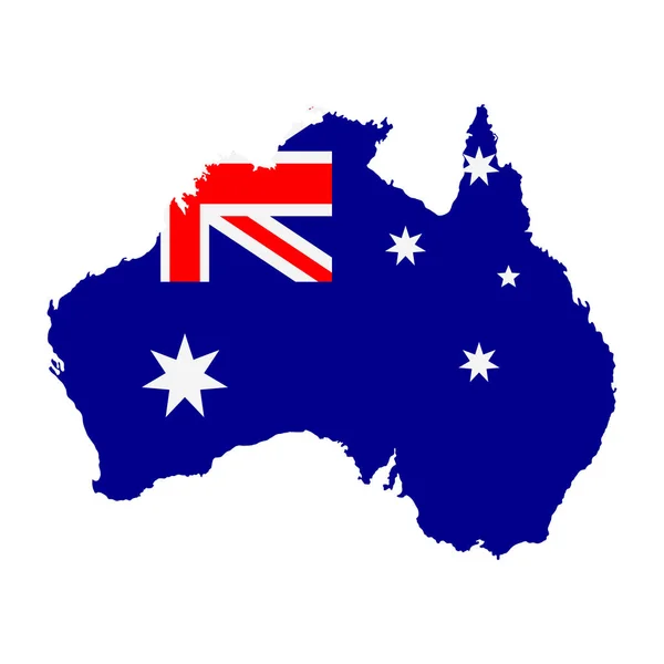Avustralya Ulusal Bayrak Ile Detaylı Haritası — Stok Vektör