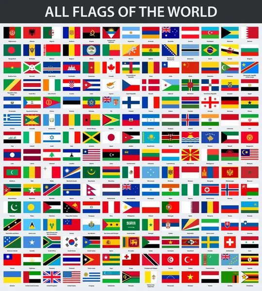 All Flags World Alphabetical Order — Stock Vector