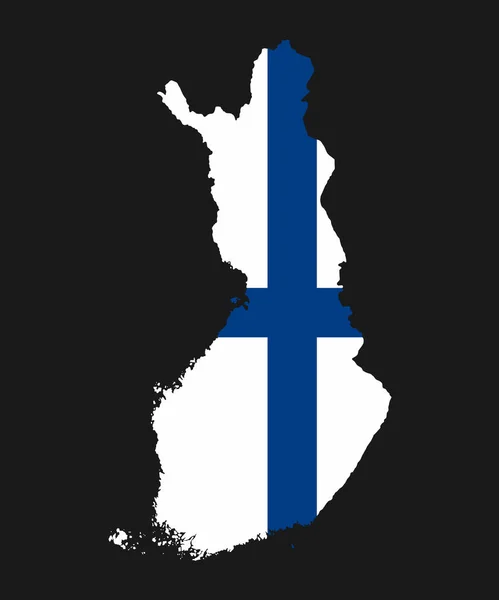 Gedetailleerde Kaart Van Finse Met Nationale Vlag — Stockvector