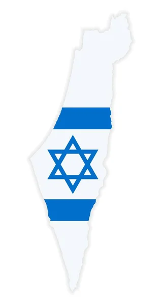 Gedetailleerde Kaart Van Israël Met Nationale Vlag — Stockvector