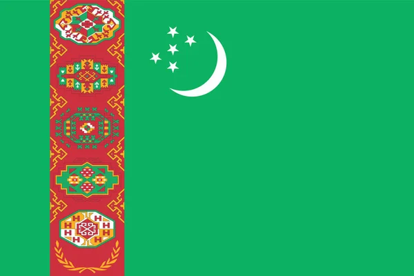 Nationale Vlag Van Turkmenistan Vectorillustratie Sjabloon — Stockvector