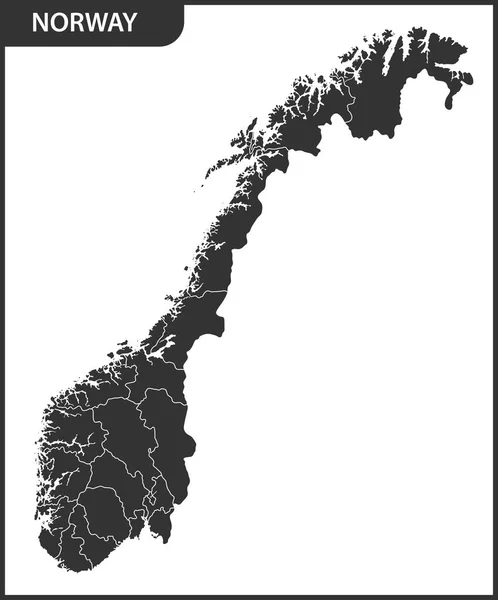 Mapa Detalhado Noruega Com Regiões —  Vetores de Stock