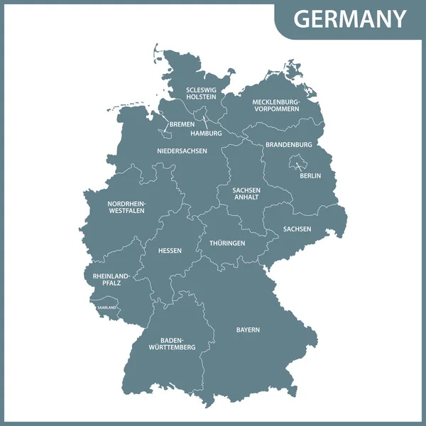 Mapa Detallado Alemania Con Regiones — Vector de stock