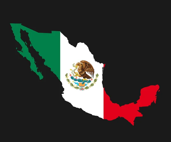Mapa Detalhado México Com Bandeira Nacional — Vetor de Stock
