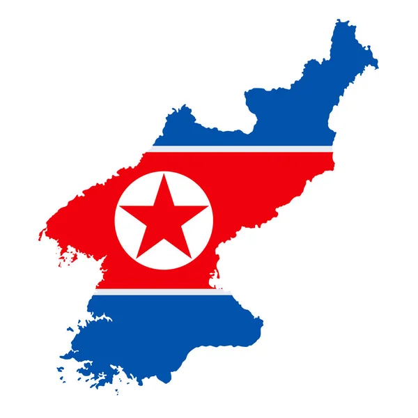 Podrobná Mapa Severní Koreje Státní Vlajka — Stockový vektor