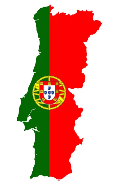 Gedetailleerde Kaart Van Portugal Met Nationale Vlag — Stockvector